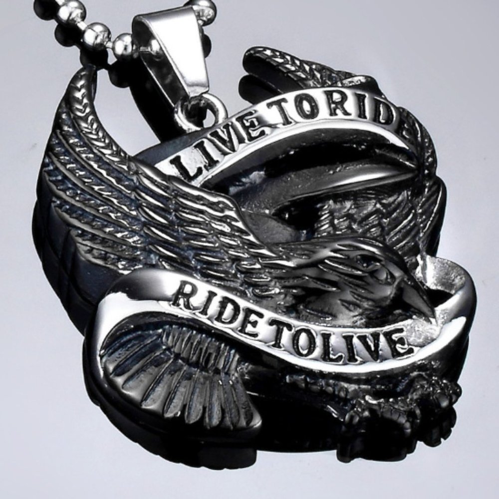 Live to Ride Ride to Live Motor Cycles Biker Harley Davidson Shield Pendant